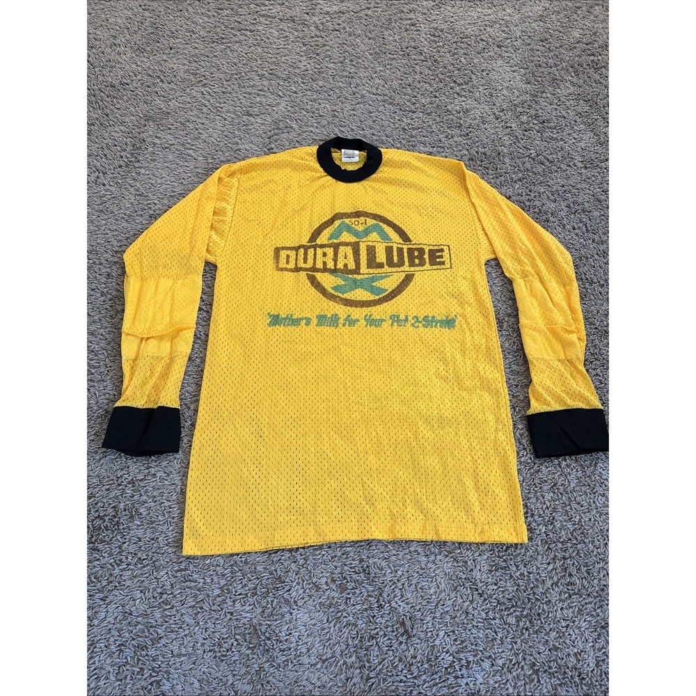 Vintage 1980s MotoCross Jersey Delong Large L Dura Lube Double Sided